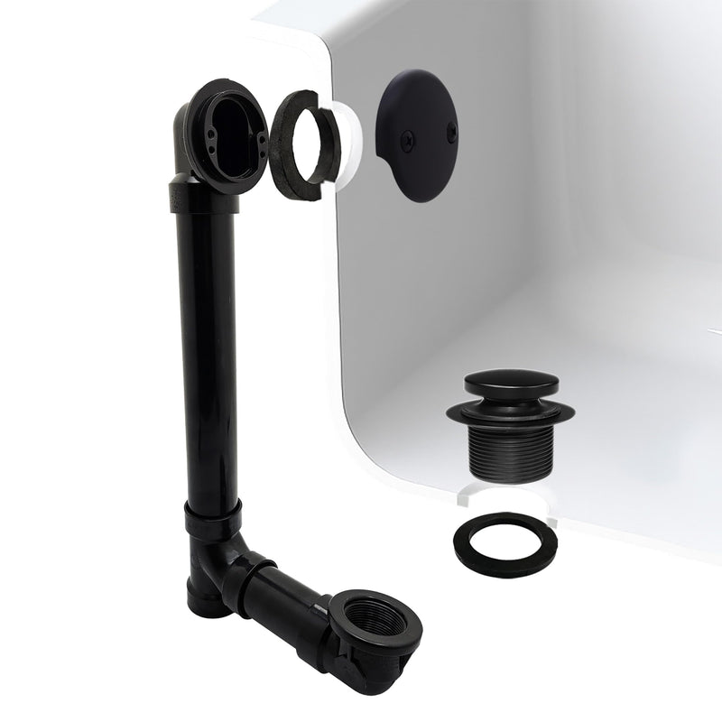 Westbrass Tip-Toe Sch. 40 ABS Bath Waste with Two-Hole Elbow, Matte Black, D4931-62 1 Pack