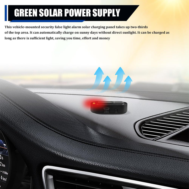 2PCS Car Solar Power Simulated Dummy Alarm, Car Alarm System, Auto Warning Interior Safety Lamp with USB Charger Port, Anti-Theft LED Flashing Security Light Fake Lamp Fit for Most Cars (Red) Red