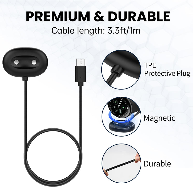 E ECSEM Charger Compatible for Google Pixel Watch 4, Replacement USB-A/C Charging Cable Cord for Pixel Watch 4 41mm/45mm Smart Watch (3.3ft/1m)