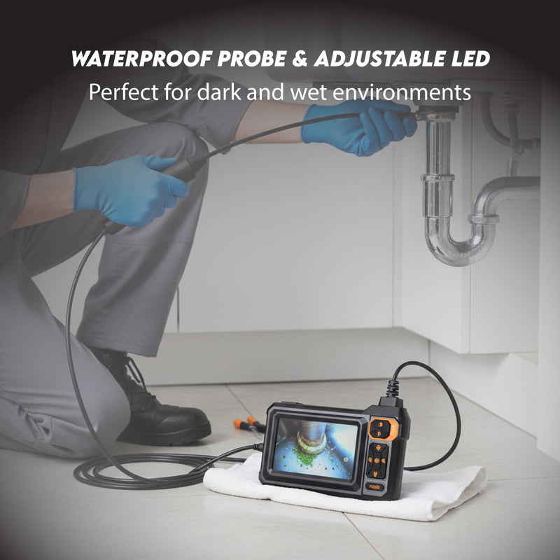 Endoscope Camera with Light, Borescope Inspection Camera 16.5 FT with 4.3 Inch HD Display, 1080P Snake Camera 8 LEDs IP67 Waterproof 1800mAh, for Automotive Pipe Plumbing HVAC Wall Inspection | 1080P snake camera, 8 LED lights, IP67 waterproof probe, 1...