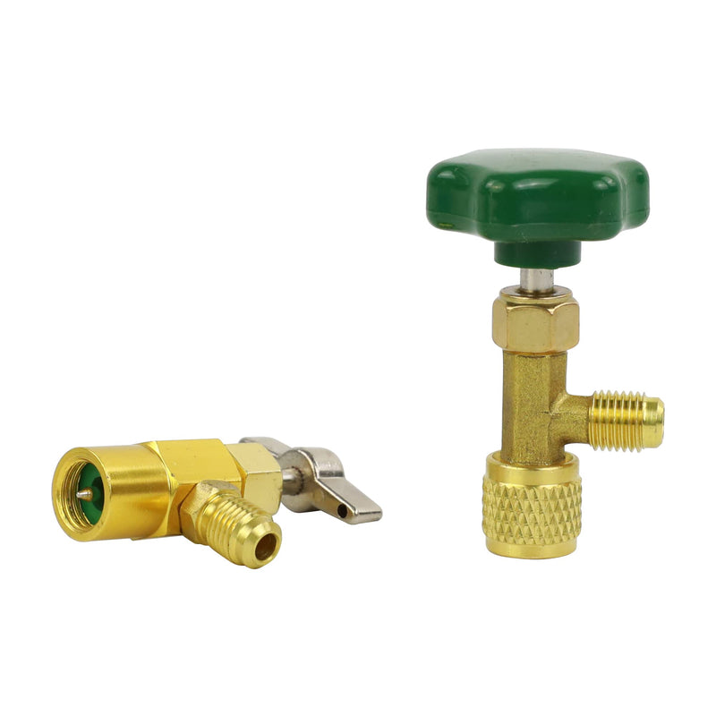 R290 and R600A Charging Hose and Gauge Set with Can Tap and Shut Off Valves 2*Can Taps+2*Shut Off Valves