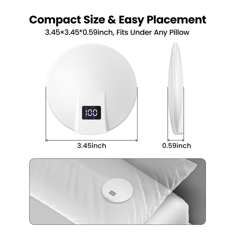 Bone Conduction Under Pillow Sleep Bluetooth Speaker for Side Sleepers, Bluetooth 6.0 Wireless Speaker with Digital Display Portable Player for Sleep Music White Noise Audiobooks (White)