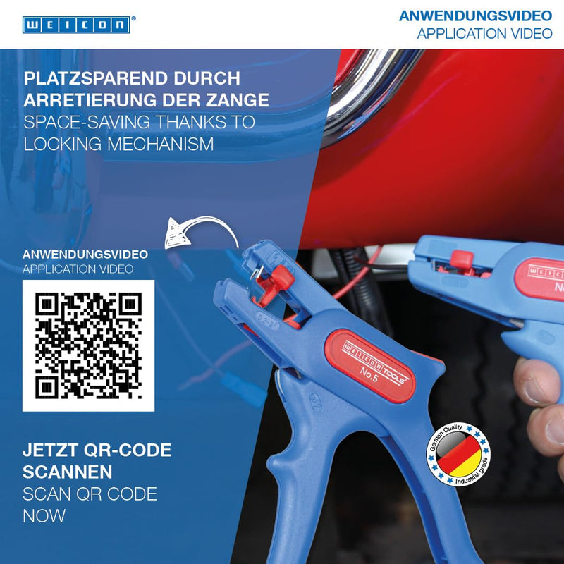 WEICON TOOLS Wire Stripper No. 5, automatic wire stripper 0.2-6 mm², wire stripper with side cutter up to 2 mm