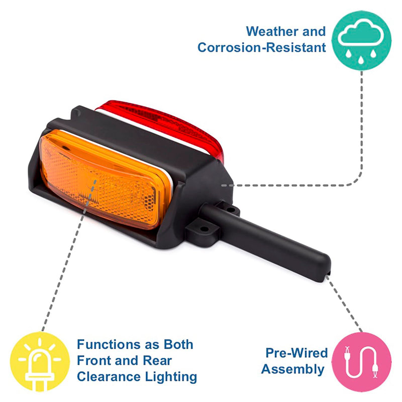 Lumitronics Pre-Wired Fender Clearance Trailer Lights Assembly (Amber/Red) - Left and Right Left & Right