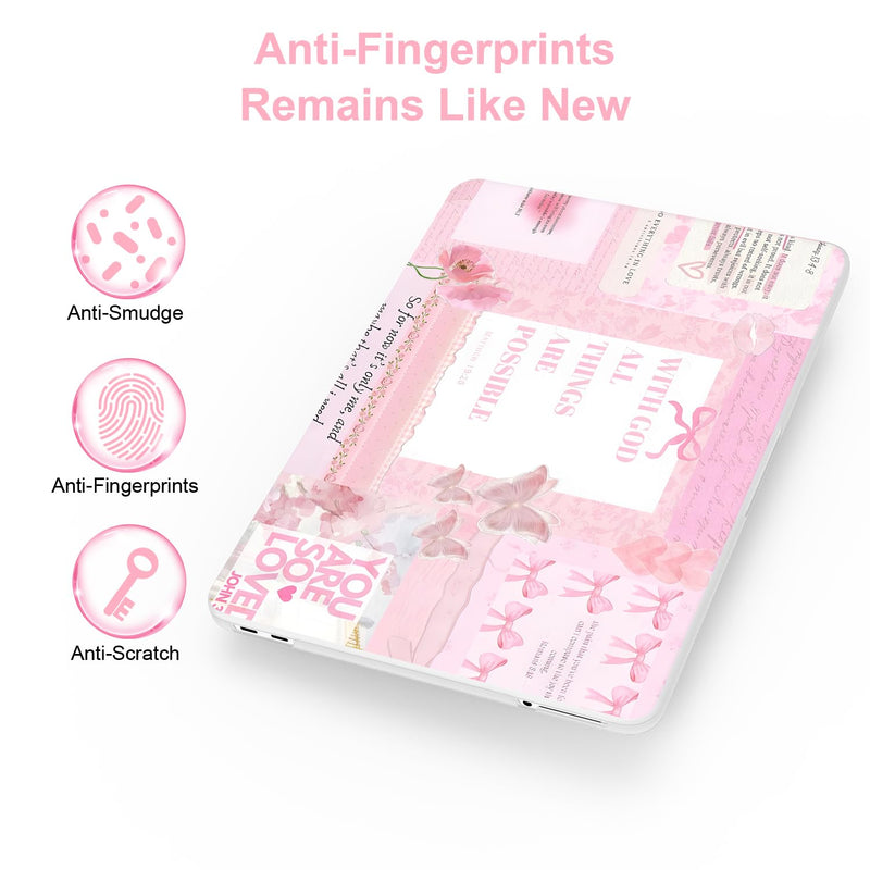 G JGOO Compatible with MacBook Neo Case 13 inch 2026 Release A3404 | Protective Plastic Laptop Hard Shell for Mac Neo Case with Keyboard Cover & Screen Protector, Pink Bow Butterfly Collage Pink Letter