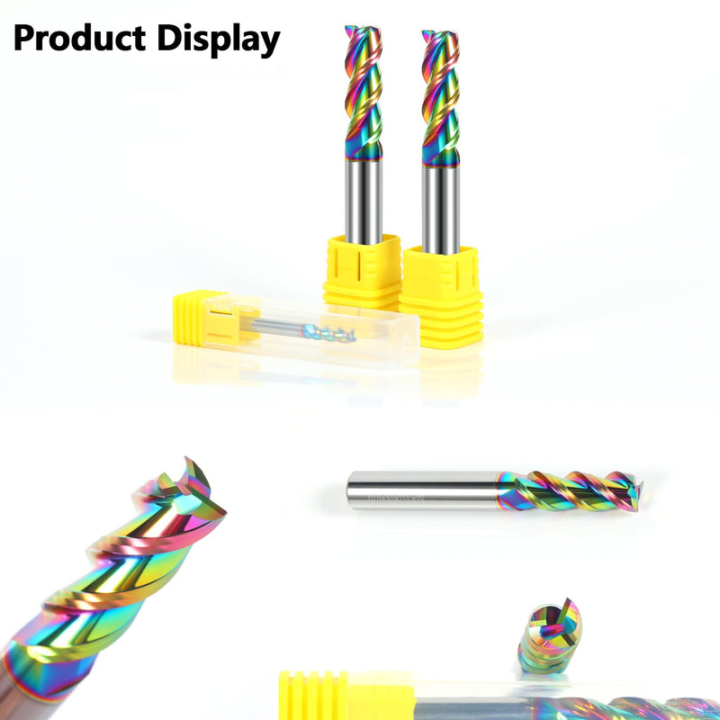 5pcs 1/16" Solid Carbide Flat End Mills Set 3 Flute Diamond-Like Coating End Milling Cutter for Aluminum,Copper,Magnesium Alloys 1/16"-DLC Coated Multicolored 5