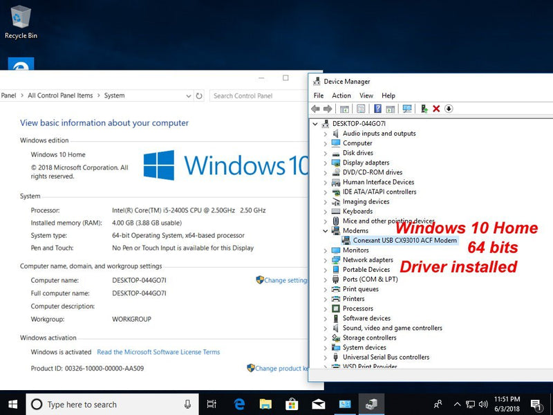USB 56K External Dial Up Fax Data Modem Windows 10 / 8 / 7 / XP / Vista