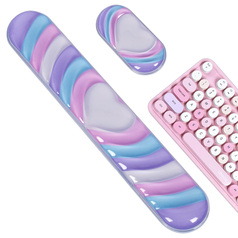 L-SPOUTTO Cute Ergonomic Gel Wrist Rest for Mouse and Keyboard, Heart | Wrist Support for Mouse and Keyboard,Pain Relief Easy Typing Mousepad,Girly Office Desk Accessories,Computer/Laptop/Gaming Pink Purple Blue
