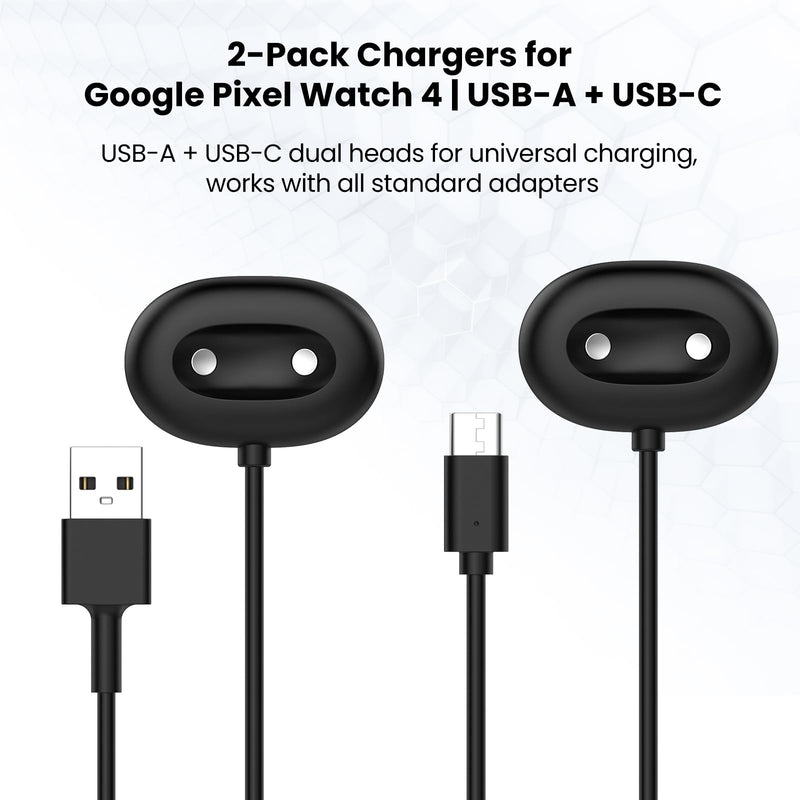 E ECSEM Charger Compatible for Google Pixel Watch 4, Replacement USB-A/C Charging Cable Cord for Pixel Watch 4 41mm/45mm Smart Watch (3.3ft/1m)