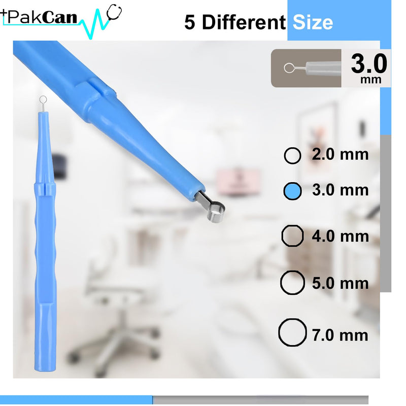 Sterile Disposable Dermal Curettes, Easy Peel Packing - Box of 10 (3 mm) 3 mm