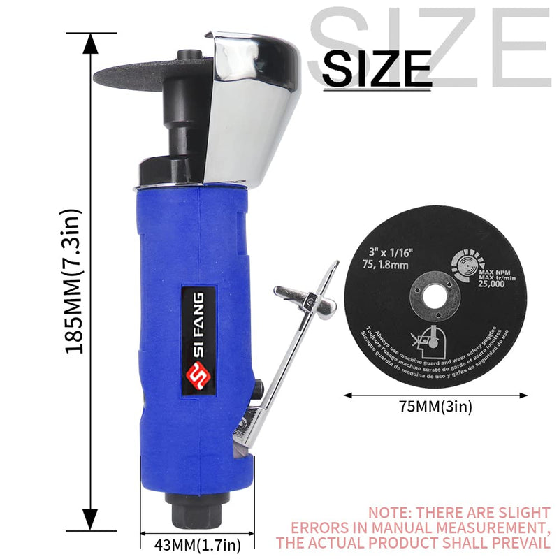 3 Inch Air Cut Off Tool, Equipped with 5-Pieces 3" Cutting Disc Set, Pneumatic Metal Sheet Cutting Tool,2000RPM Blue Machine Set