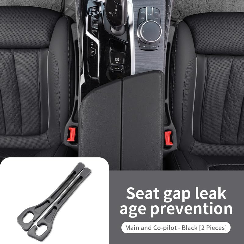 Car Seat Gap Filler Organizer Universal Fit Car SUV Truck Console Side Plug Strip Stopping Phone Key from Falling, Pack of 2 Black (Black)