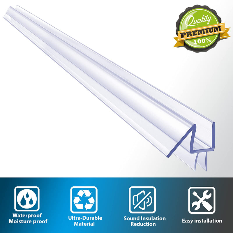 2-Pack Butecare Frameless Shower Door Bottom Seal for Glass Doors – Stop Shower Leaks and Create a Water Barrier (3/8” x 39”) Bottom sweep -3/8''