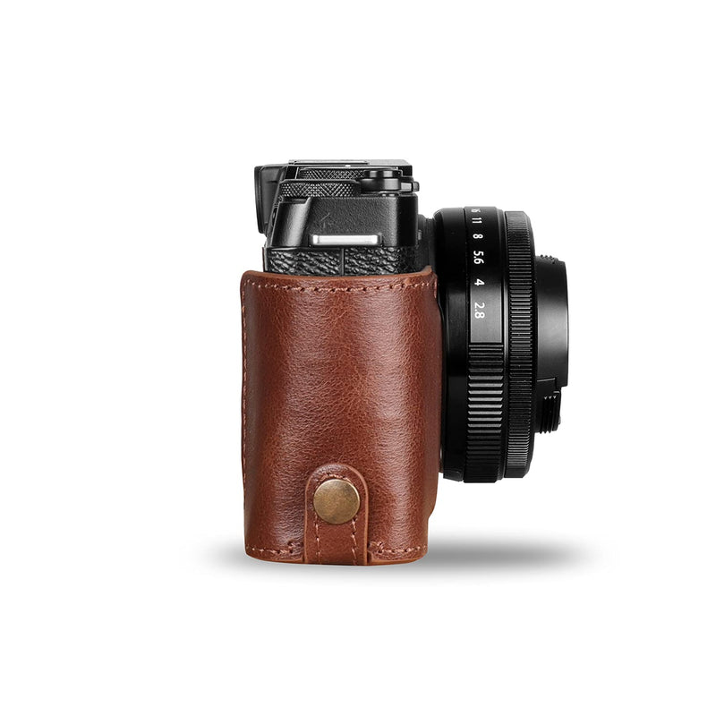 MegaGear Ever Ready Genuine Leather Camera Half Case Compatible with Fujifilm X Series X-E4,Brown,MG1982 One Size Brown
