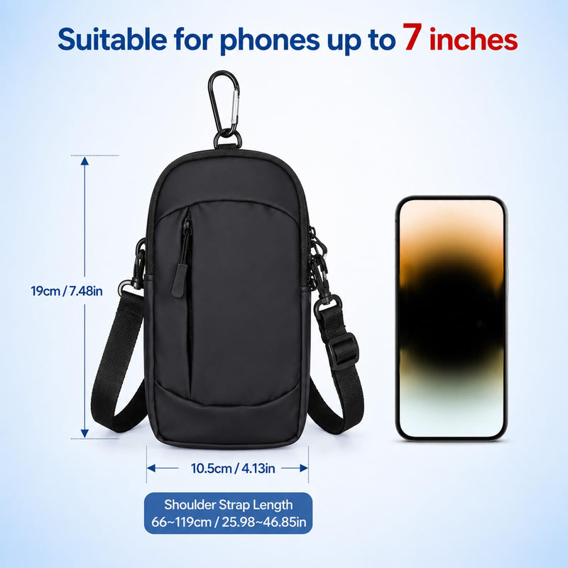Cell Phone Crossbody Bag with Arm Band, Sturdy Phone Running Holder | Lightweight Phone Pouch for Running Hiking Travel Workout Adjustable Running Phones Holder for Gym Men Women Black
