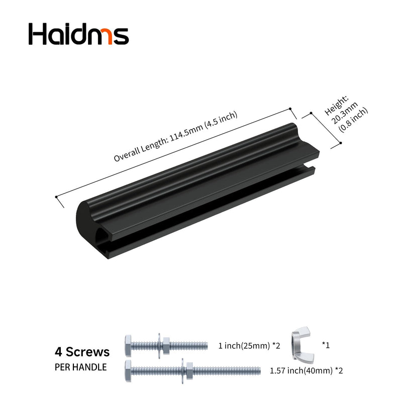 Haidms 10 Pack Adjustable Cabinet Handles Black Cabinet Pulls 1" to 4" (25-102mm) Adjustable Hole Centers Square Drawer Pulls for Kitchen Hardware