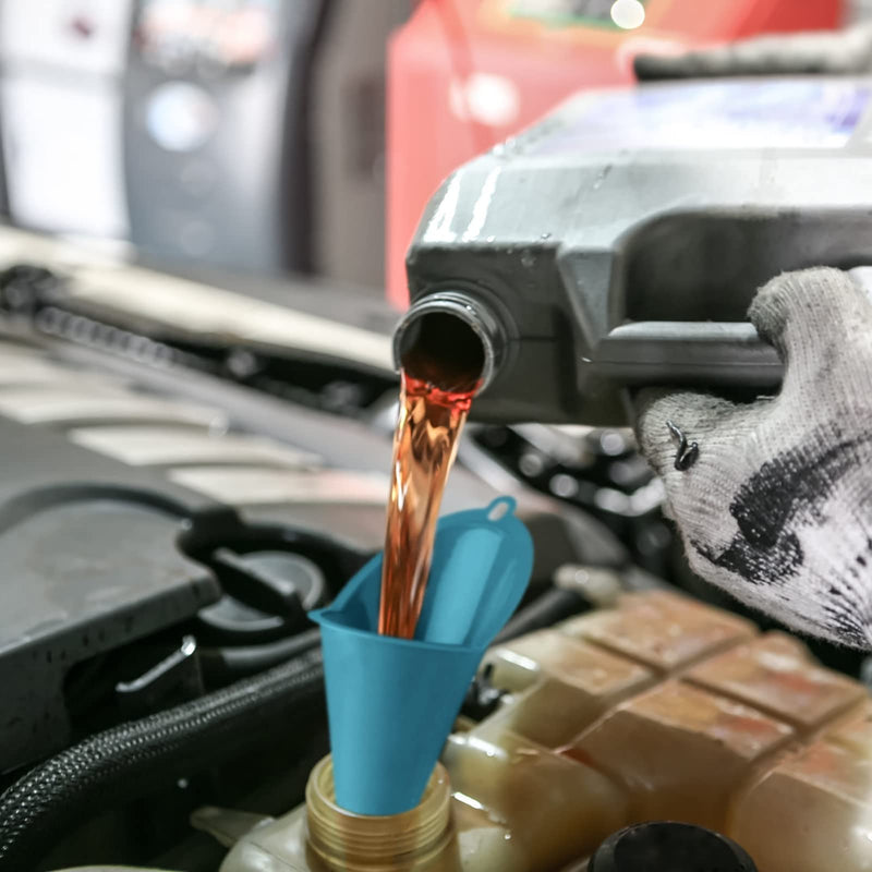 Plastic Long Neck Oil Funnels, for Filling Automotive Oil, Lubricants Engine Oils, Kerosene, Fuel, Diesel, Coolant & Other Liquids (1 Teal & 1 Red)