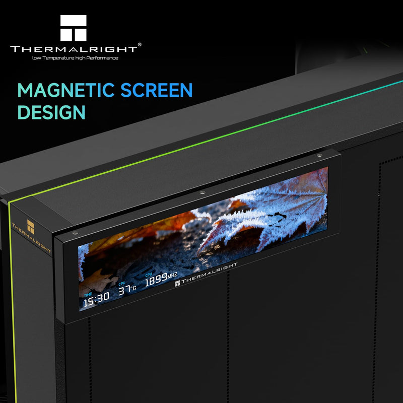 Thermalright Trofeo Vision 9.16 LCD Black, 9.16-inch Full-Color LCD Magnetic Display Screen, 1920x480 Resolution, Easy to Install,Master CPU/GPU Temperature(Black)