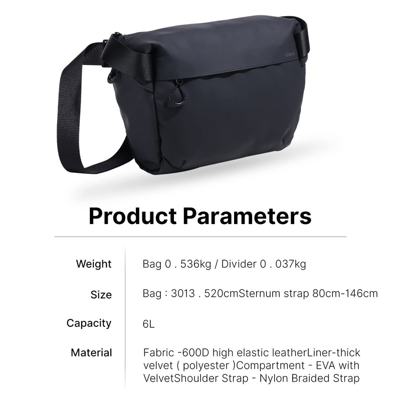 ULANZI Versatile Camera Shoulder Bag Photography Travel Messenger Portable | Travel Bag Accessories Stylish Crossbody DSLR Sling Bag Compatible with Sony Canon etc -BLACK 6L