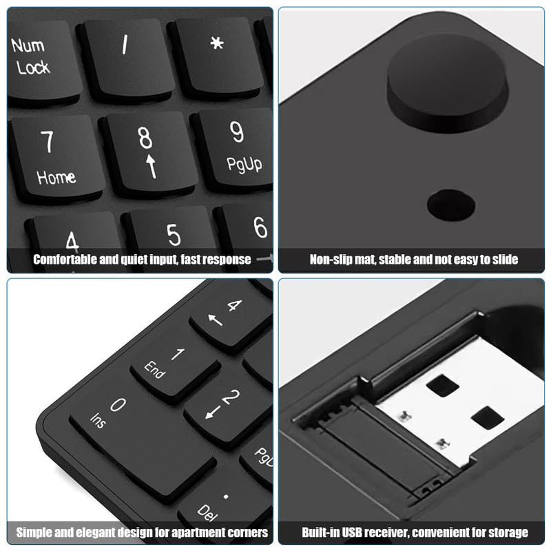 Wireless Number Pad, Numeric Keypad Numpad Keyboard 10 Key USB Keypad Office Accounting Essentials Desktop Computer Laptops Accessories Compatible Chromebook NoteBook EliteBook MateBook etc. Onyx