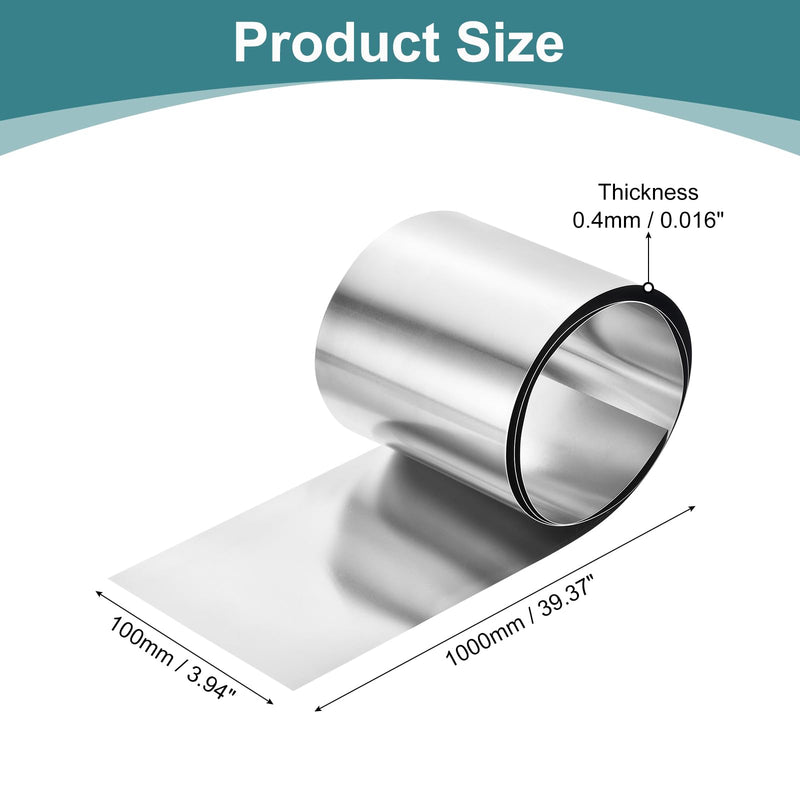 uxcell 1 Pcs Pure Nickel Sheet, 99.6% Pure Nickel Plate Nickel Strip 0.016"x3.94"x39.4"(0.4x100x1000mm) Nickel Anode for Electroplating Scientific Lab Industry DIY Craft 0.4x100x1000mm