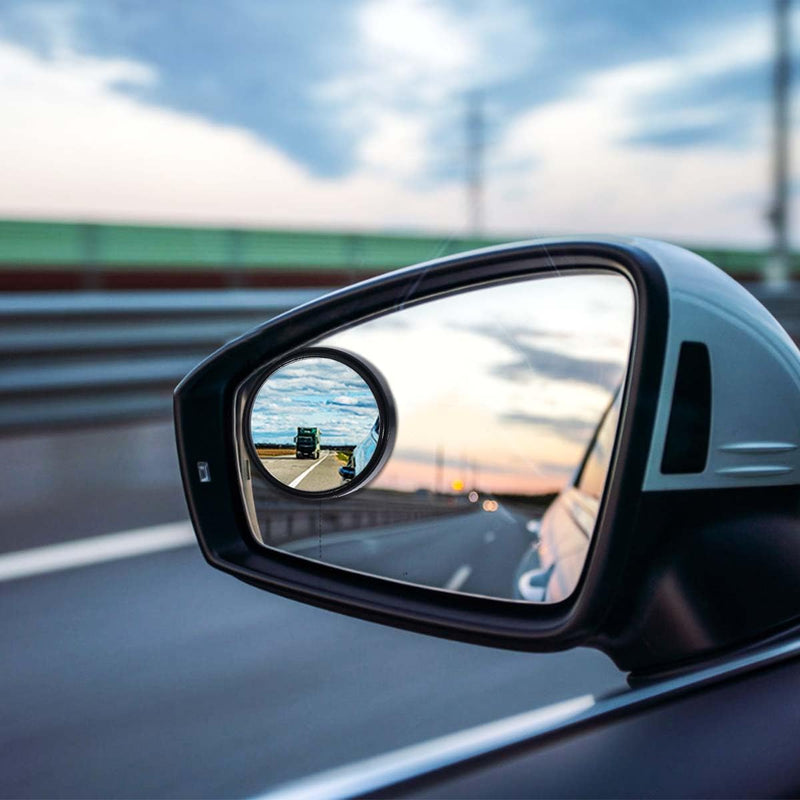 OBTANIM 4 Pack Blind Spot Car Mirror 2 Inch Angle Adjustable HD Glass Round Side Rear View Convex Accessories with Frame for Car SUV Trucks Motorcycles