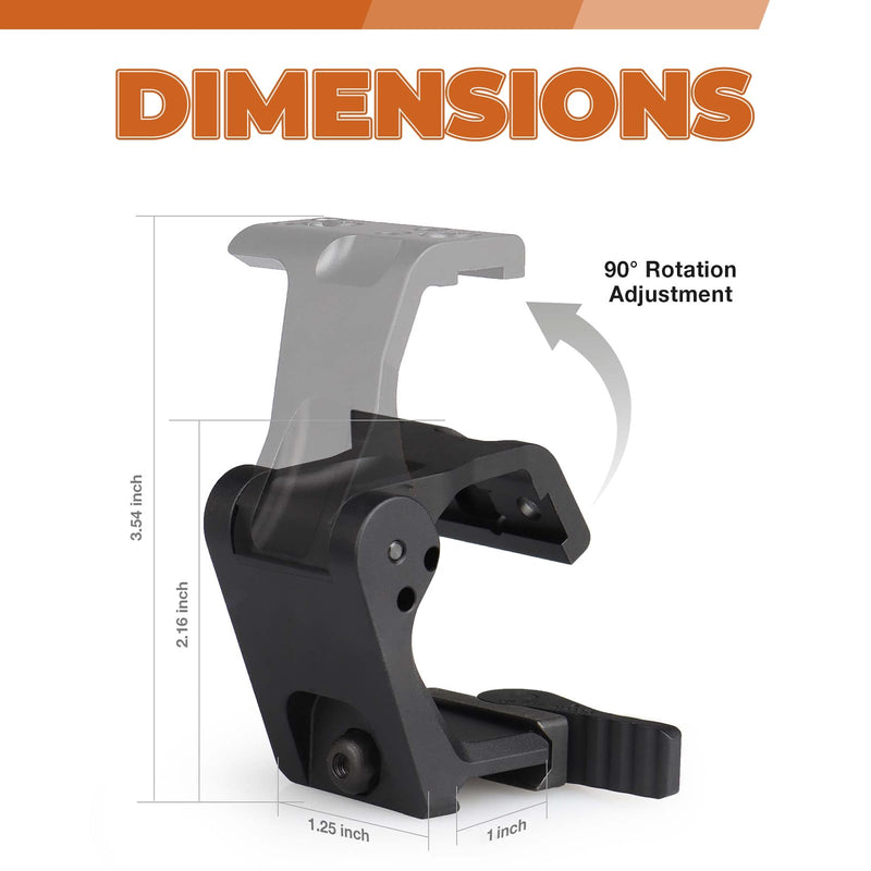 Flip-to-Center (FTC) Magnifier Mount for G33 or G43,2.26″ Optical Centerline Height，Quick Release Mechanism,6063 Aluminum and Type III Hardcoat Anodized Mount
