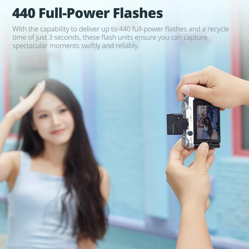 Godox iM20 Mini Flash for Camera, with Built-in Battery | GN10, USB-C Charging, 5 Power Levels, 440 Full-Power Flashes for Fuji Sony Nikon Canon Olympus Camera (iM20 White) iM20 White