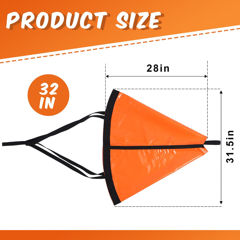Tandefio Drift Sock for Fishing Boat Marine Boat Parachute Sea Anchors for Boats 250d Nylon Trolling Fishing Drogue for Inflatable Sail Drift Anchor for Kayak Pontoon 32 Inch Orange 2