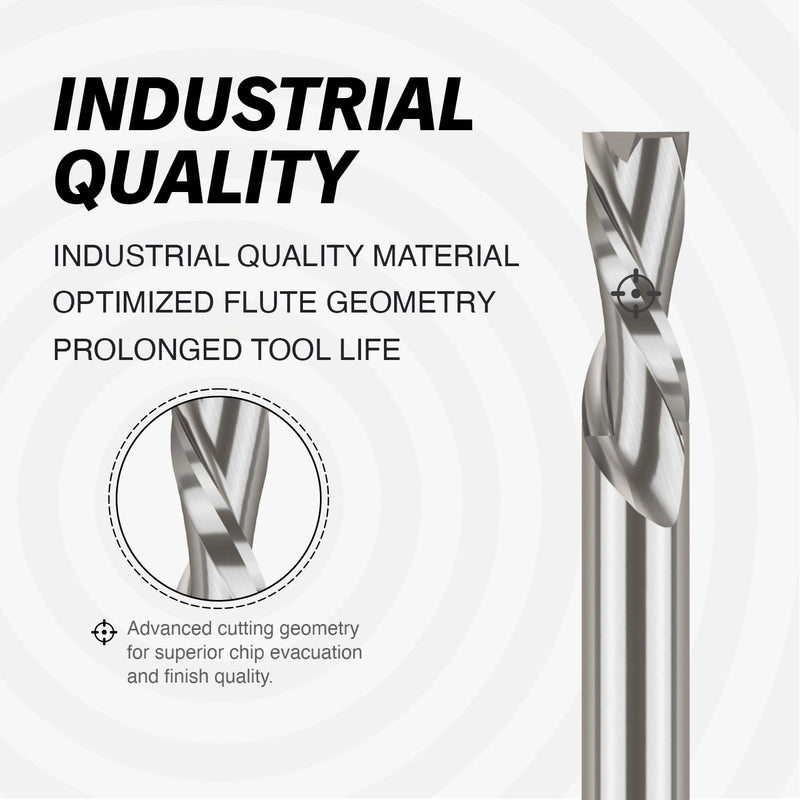 ZahyoX 3/8" Downcut Spiral CNC Router Bit, 2 Flute, Solid Carbide with Tungsten Carbide, 3" Cutting Dia, 1" Cutting Length, 2-1/2" Overall Length, CNC End Mill 1"CL Pack of 1