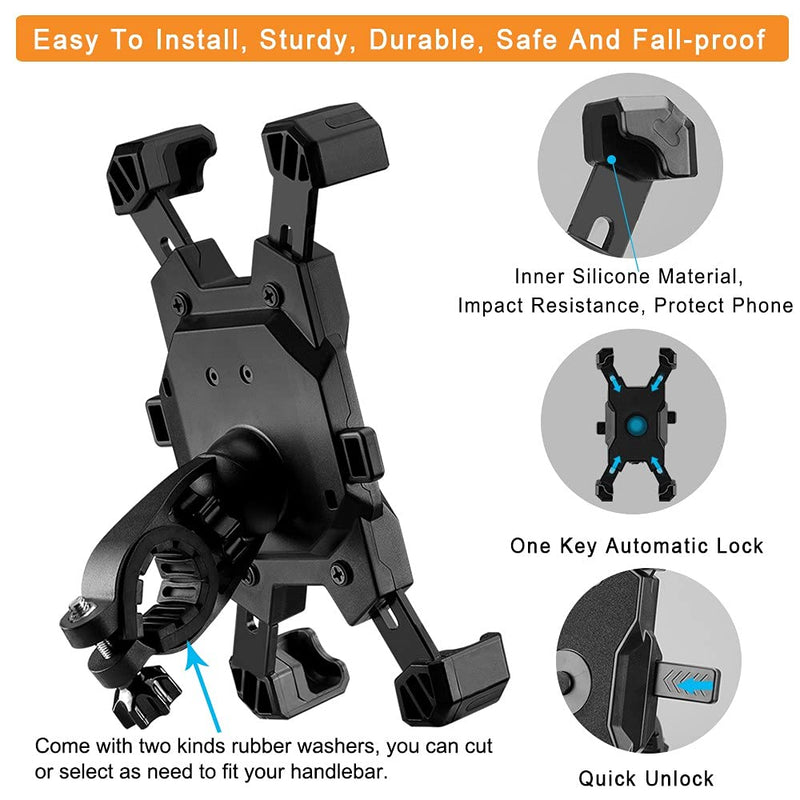 2025 Upgraded Bike Phone Mount, Easy Install and Quick Release Bicycle - Motorcycle Handlebar Phone Mount Holder, Bike Phone Holder for iPhone and More 4.7-6.8 inch Cell Phone