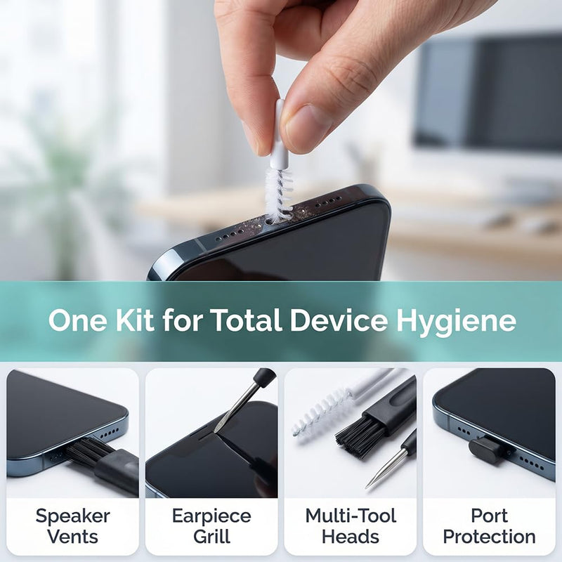 13Pcs Phone Port Cleaning Set, Multifunctional Brush Tool for Lightning Interface, Speaker and Speaker Holes, Cleaning Accessory for Smartphone Users, IP Black-iP
