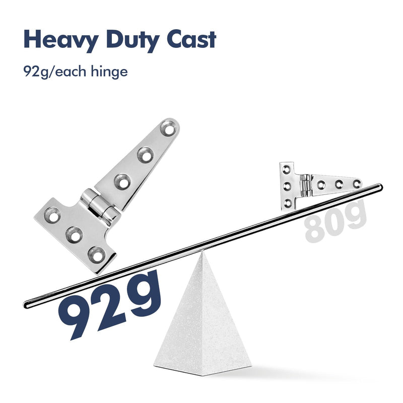 Boat T Type Hinge, Marine Grade Stainless Steel 316 Heavy Duty Strap Butt Hinge Durable Marine Applications for Hatch, Cabinet, Gate, and Door 4'' x 2"- 4 pack