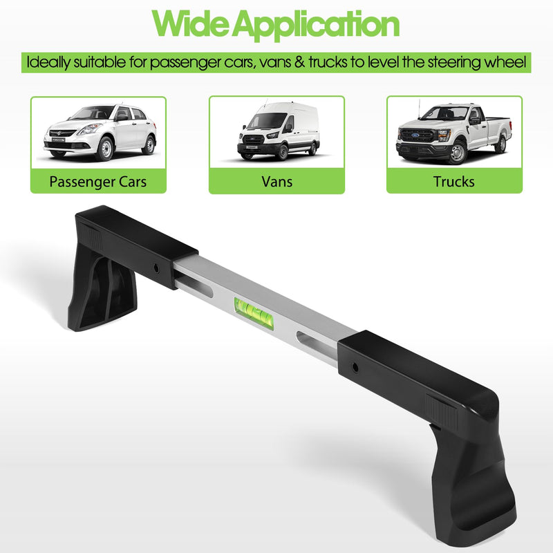 Steering Wheel Level Alignment Tool - Steering Wheel Level Bar Tool - Universal Use for Passenger Cars, Vans & Trucks with Steering Wheel Internal Diameter 270mm-340mm, Spring-Loaded