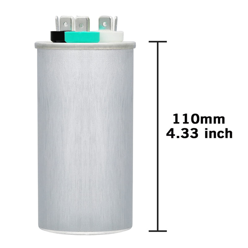 VEXUNGA 70/10 uF 70+10 MFD 370VAC or 440VAC Dual Run Start Round A/C Capacitor CBB65 CBB65B Air Conditioner Capacitors for AC Unit Fan Motor Start or Heat Pump or Condenser Straight Cool [V05] 70+10 uF Round