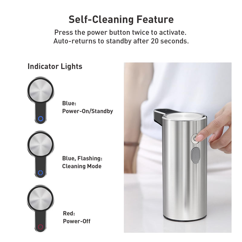 EKO Aroma Touchless Automatic Soap Dispenser for Kitchen and Bathroom, Liquid Hand Soap Dispenser, Water-Resistant and Rechargeable, 9 fl oz (Stainless) Stainless Steel 9 oz (Standard Rechargeable)