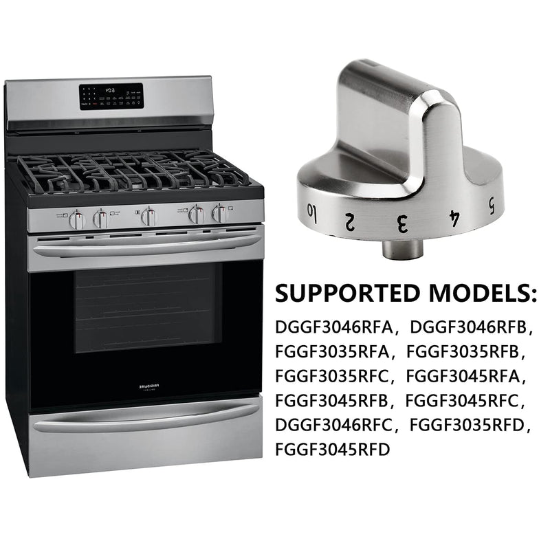 Funmit 5304502763 Range Control Knob Replacement for Frigidaire Stove Replaces PS11724147 AP5984069 EAP11724147 4279473, D Shaped Shaft with Metal Insert, Silver Plastic, 5 Pack
