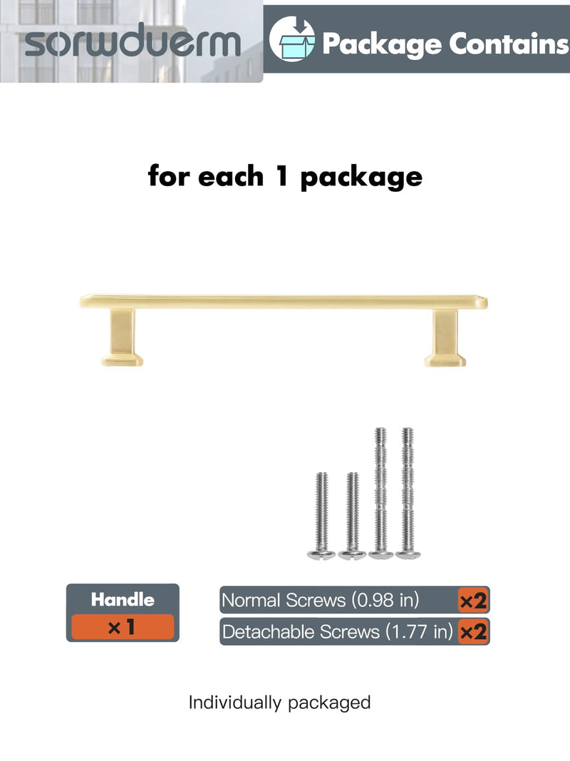 SORWDUREM 5 Pack 5 Inch(128mm) Brushed Gold Cabinet Pulls Drawer Pulls Kitchen Hardware Cupboard Kitchen Hardware Cabinet Handles 5"(128mm) Hole Center