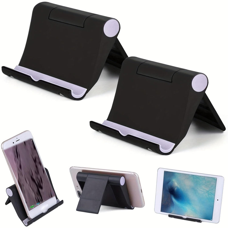 Folding Cell Phone Stand, Fully Adjustable Foldable Desktop Phone Holder Cradle Dock Compatible with All Smart Phones Black
