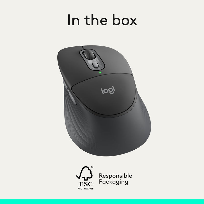Logitech Signature Comfort Plus M850 L Wireless Mouse Bluetooth - Graphite | Bluetooth, palm cushion, 24-month battery, customizable buttons, for Windows, Mac, iPad With Palm Cushion