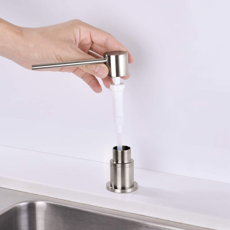  [AUSTRALIA] - EKRTE Sink Soap Dispensers,Brass Commercial Kitchen Soap Dispenser Liquid Lotion Dish Dispenser Built in Soap Dispenser Brushed Nickel Bathroom Soap Dispensers Pump, Refill from The Top Bottle