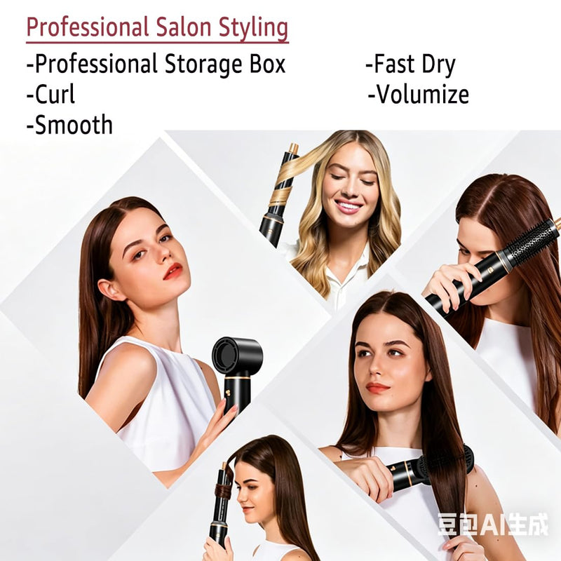 Hair Styler 5 in 1, Magic Styler, 1000W Hair Dryer Brush for Hair Styling, Hot Air Brush for Volumizing, Hair Wrap Dryer Set with Detachable Heads Comb