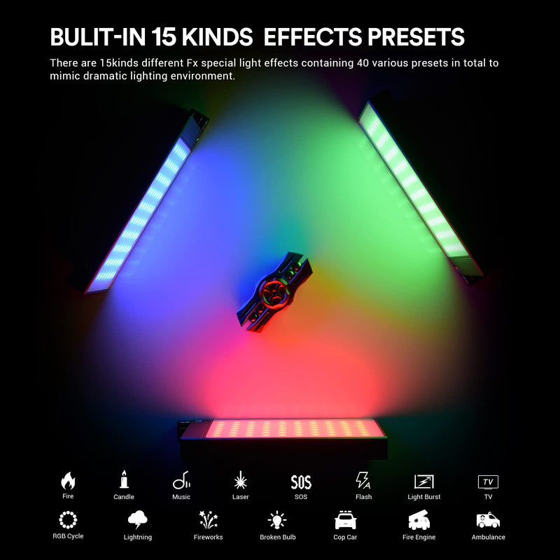 Godox M1 RGB Mini Creative Light,Led Video Light,13W 2500k-8500k Adjustable,CRI97 TLCT 97 RGB 0-360 Full Color,Music Beats Light Function and 40 FX Lighting Effects with Aluminum Alloy Shell(Green) Green
