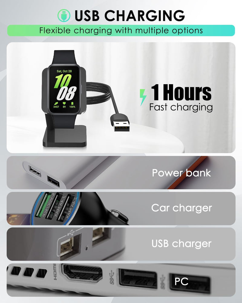Charger Dock for Samsung Galaxy Fit 3, Magnetic Charging Stand Base with 3.3 Feet Charger Cable, Portable Charge Station Only Compatible with Galaxy Fit 3 Smartwatch