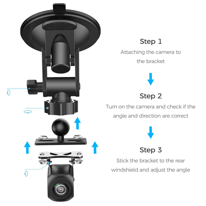 Rear Camera Mount(2 Pcs),Universal Rear Window Camera Mount,Adjustable Back Windshield Backup Camera Mount,Dash Cam Rearview Camera Bracket,Car Recorder Mirror Cam Reverse Camera Holder