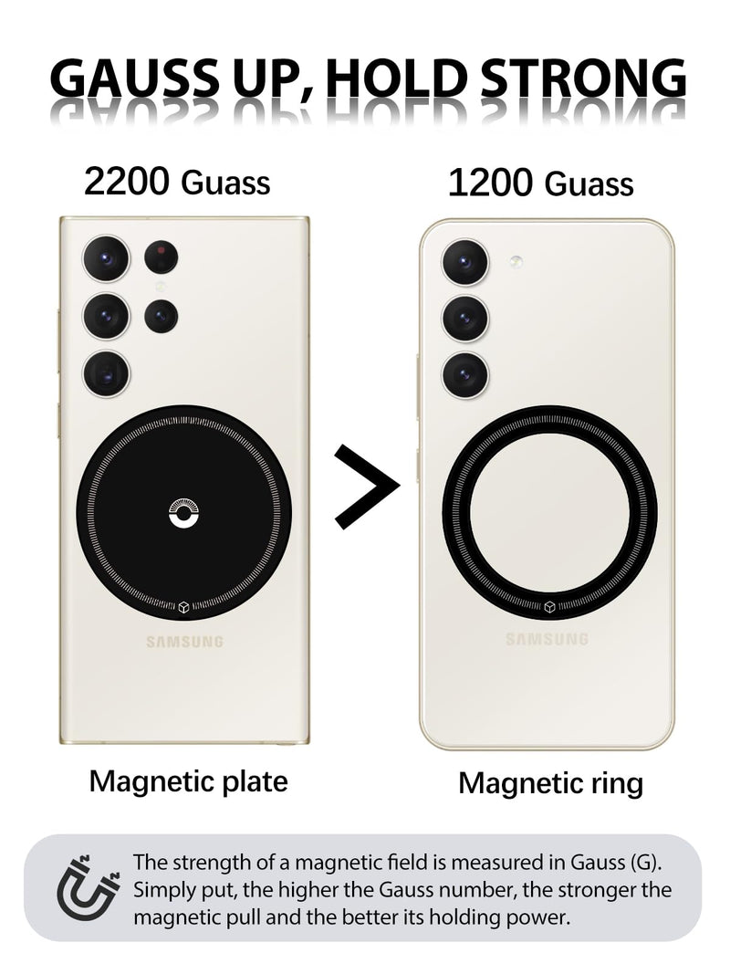 for MagSafe Sticker, Magnetic Plate Magnet for Phone Case, Compatible with Magsafe Accessories & Wireless Charging, Stronger Magnetic Hold & Ultra-Strong Adhesion, 2 Pack, Black