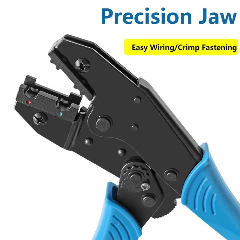 smseace 91pcs Right Angle Spade Connectors with Flag Terminal Crimper 22-18/16-14/12-10AWG Quick Disconnect Flag Connector + Electrical Crimping Tool for Right Angle Spade Connector