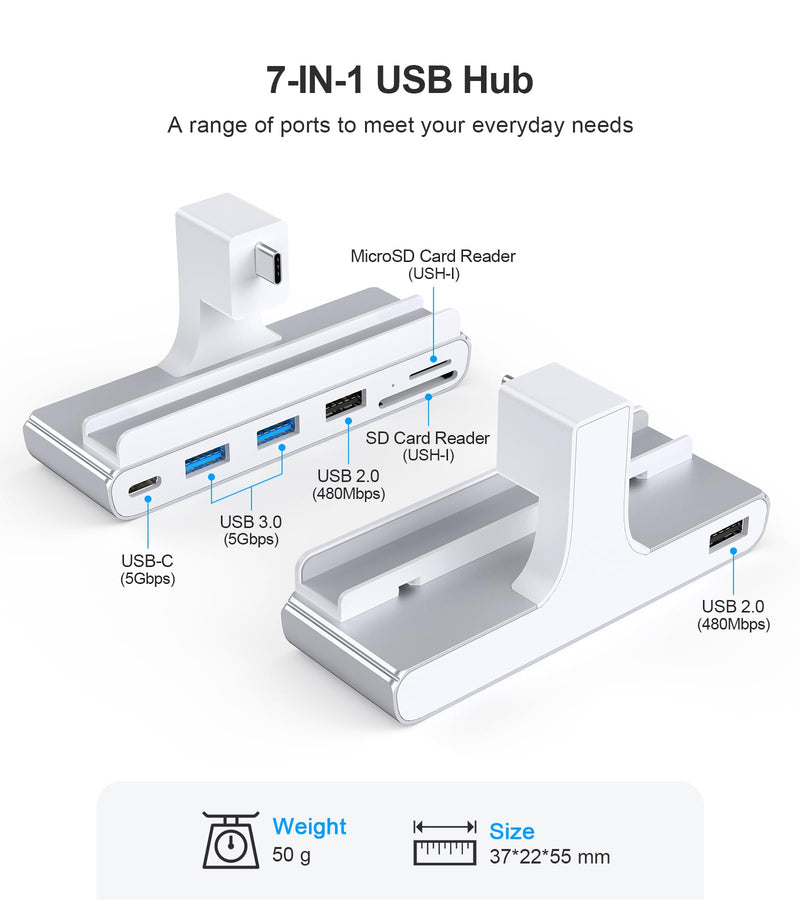 7-in-1 USB C Hub for iMac M1/M3/M4 - USB 3.0 5Gbps, SD/TF Card Reader, Docking Station for iMac 24 inch (M1/M3/M4) iMac 24-inch(M1/M3) 7-IN-1