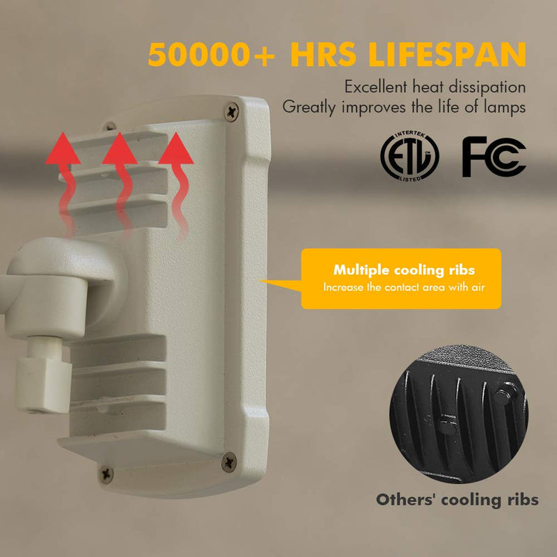 LUTEC 2 Packs 14W LED Flood Light Outdoor, 1300LM 5000K Single-Head Floodlight, Waterproof Exterior Security Fixture Wall Light for House Patio Garden Yard White