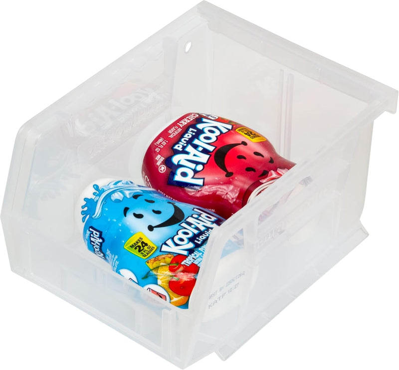 Akro-Mils 30210 AkroBins Plastic Storage Bins, Space-Saving Stackable Bins for Garage, Pantry, Craft Organization, 5" x 4" x 3", Clear, 6-Pack 6 Pack